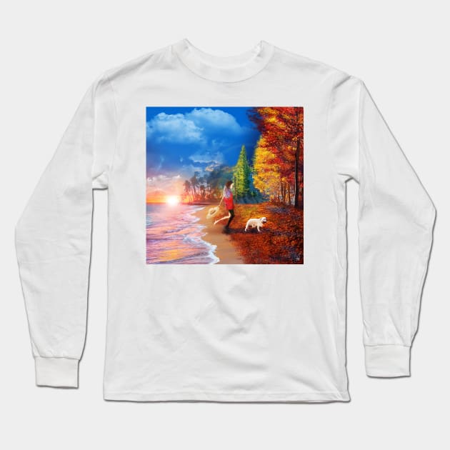 Summer to Fall Long Sleeve T-Shirt by hollydoesart